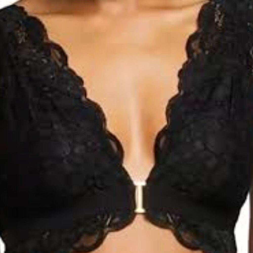 NWT Free People X HAH Got Ur Back Bra Large Black Lace Bralette Adjustable - Picture 2 of 5